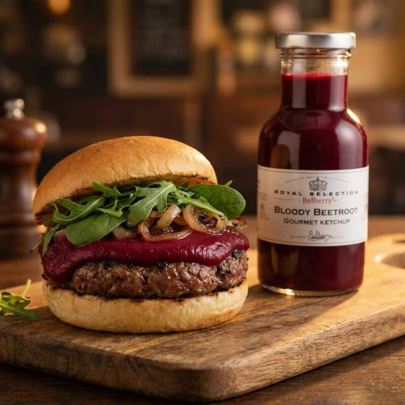 Hamburger met Bloody Beetroot Gourmet Ketchup