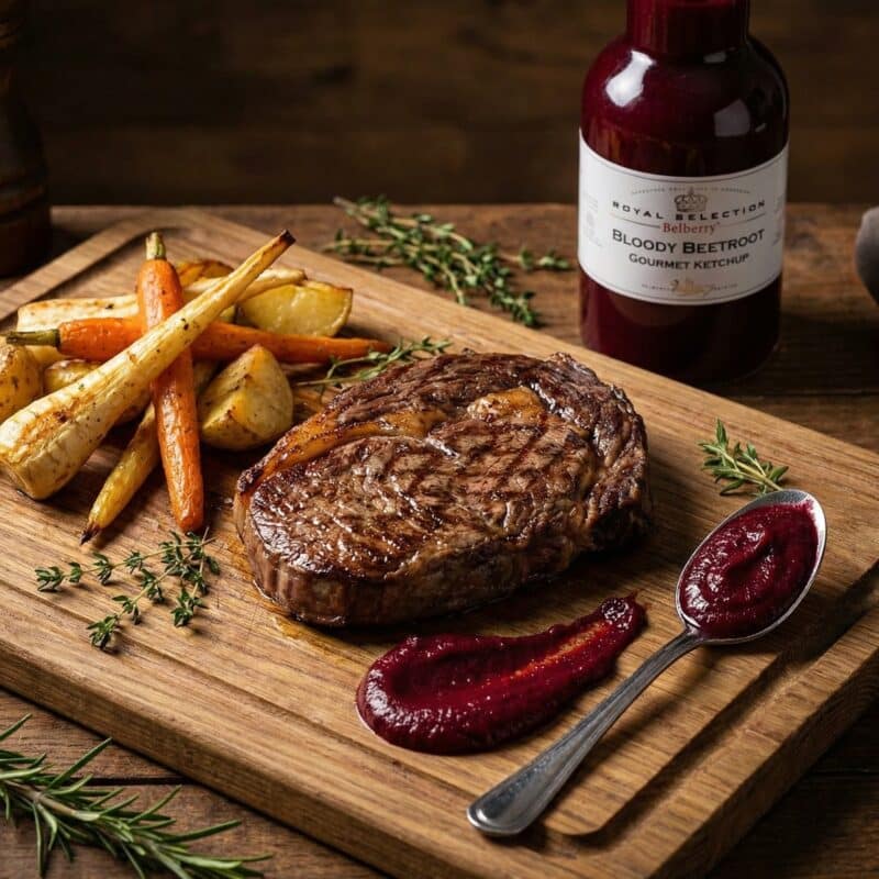 Steak met Bloody Beetroot Ketchup