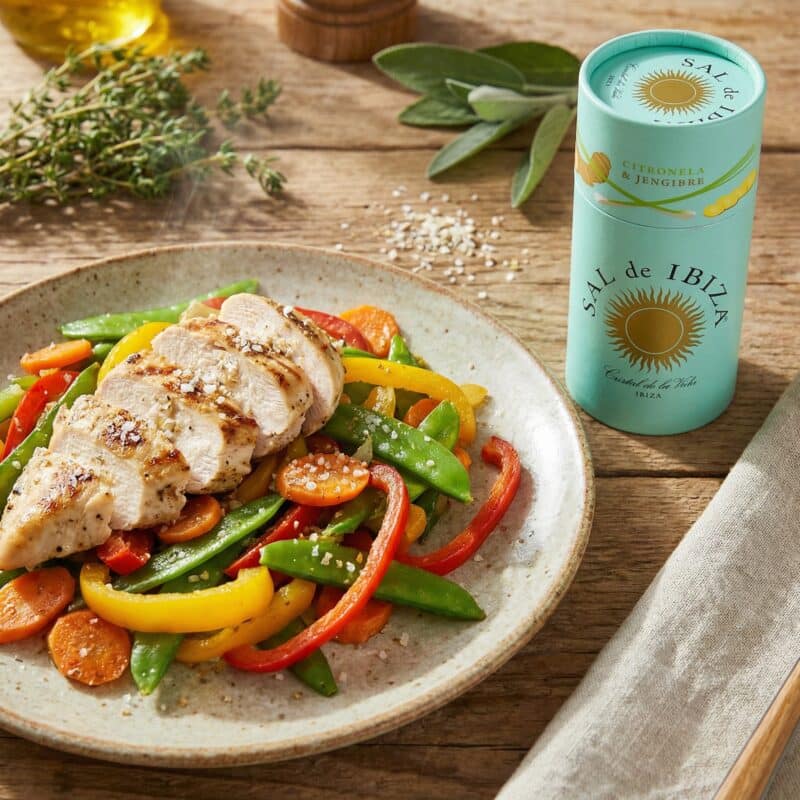 Gegrilde kip met Zeezout met Citroengras en Gember