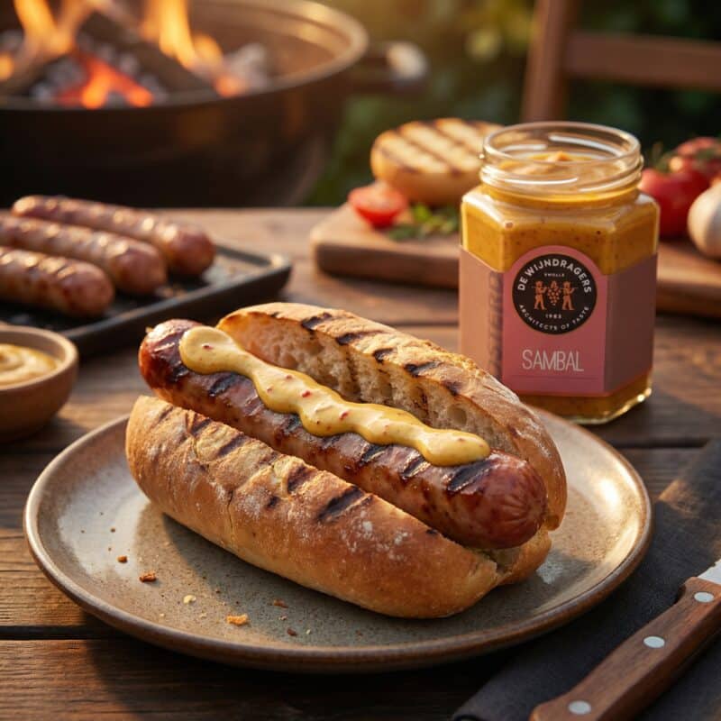 Broodje Braadworst met Sambal Mosterd