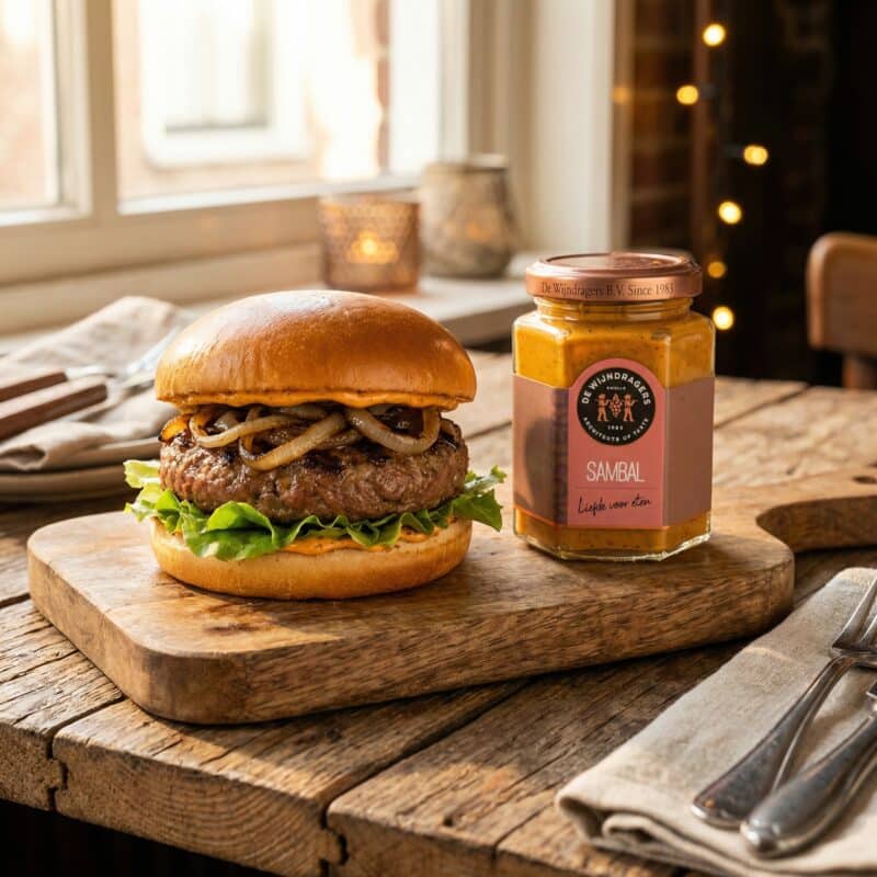 Hamburger met Sambal Mosterd