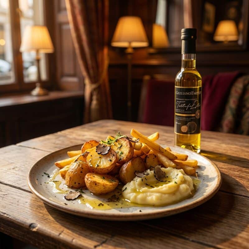 Aardappelen met Zwarte Truffelolie met Stukjes Zwarte Truffel