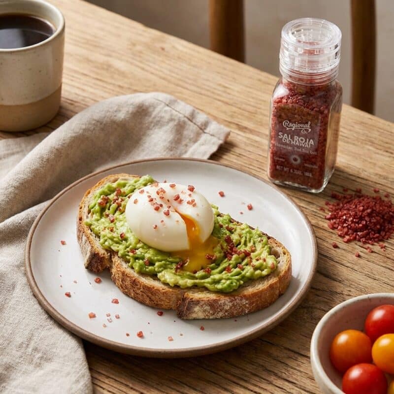 Rood zout op een eitje