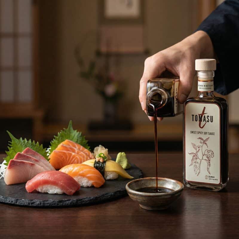 Sushi met Tomasu Sweet Spicy Sojasaus
