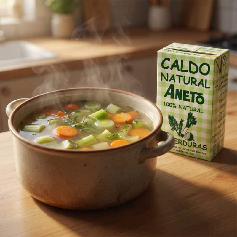 Groentebouillon in de groentesoep