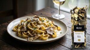 Romige pasta met gedroogde oesterzwammen