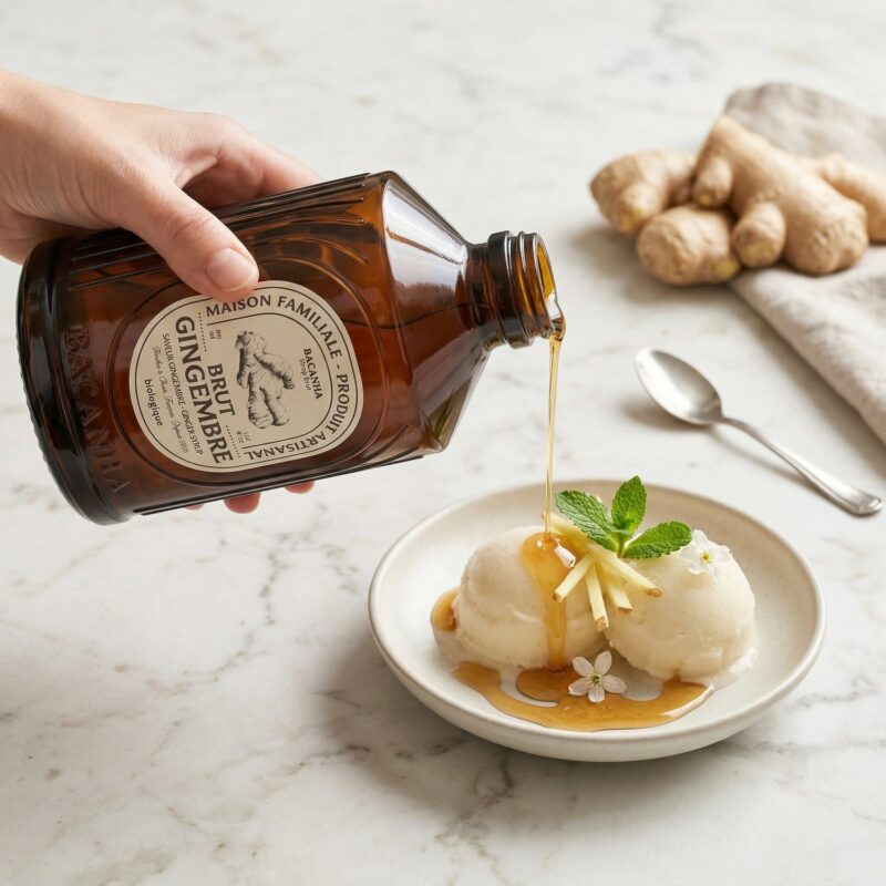 Fris toetje met Gember Siroop